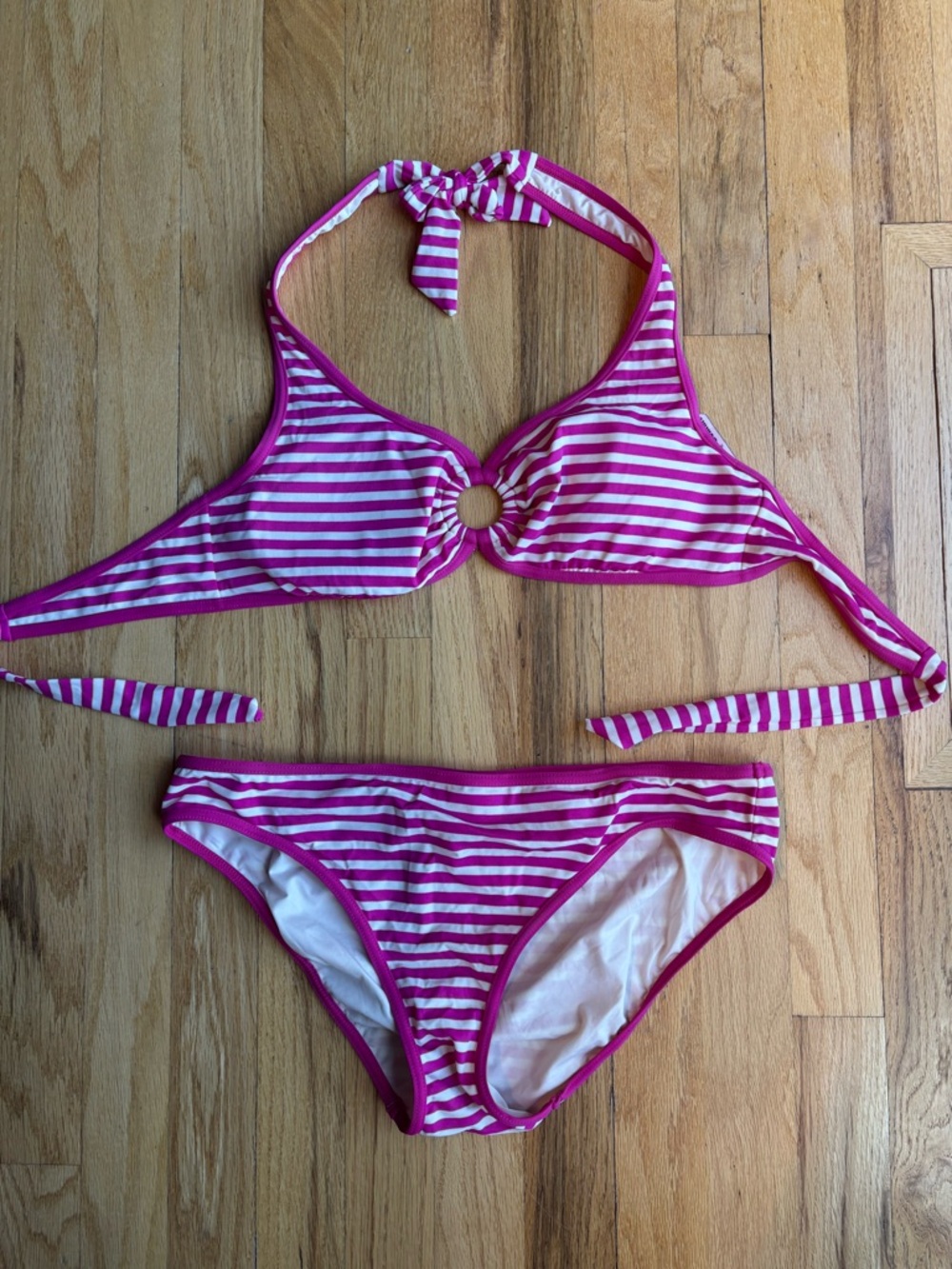 Y2K Vintage Juicy Couture “Ana Capri” Nautical Pink Striped Bikini